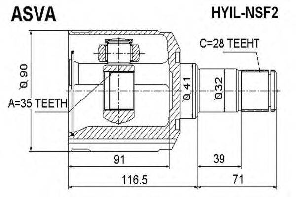 HYUNDAI 49505-2PA30 Шарнірний комплект, приводний вал