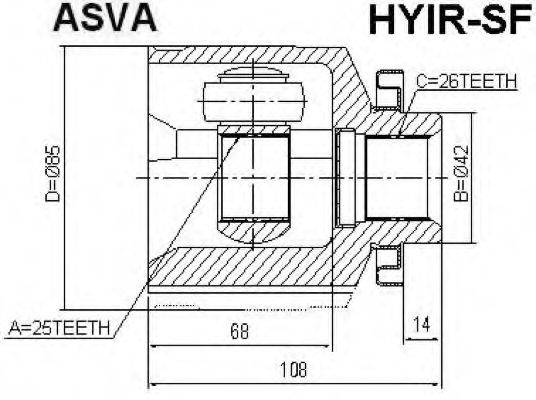 HYUNDAI 49605-26D50 Шарнірний комплект, приводний вал