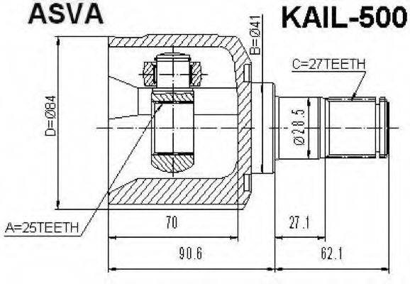 KIA 49505-2EA50 Шарнірний комплект, приводний вал