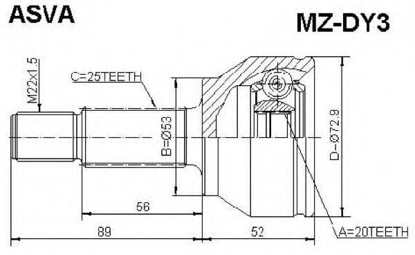 MAZDA GG12-22-610A Шарнірний комплект, приводний вал