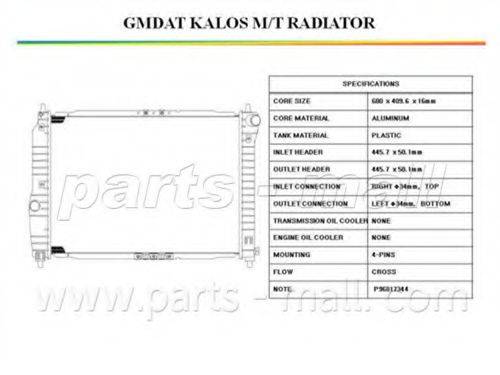 PARTS-MALL PXNDC025 Радіатор, охолодження двигуна