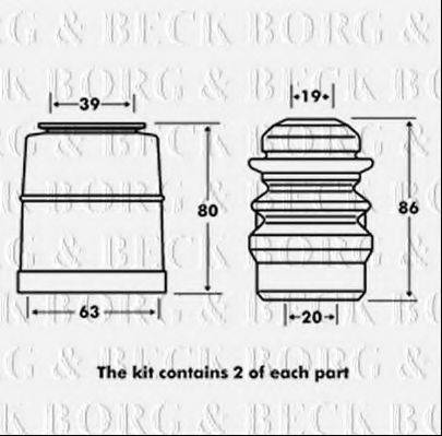 BORG & BECK BPK7074 Пилозахисний комплект, амортизатор