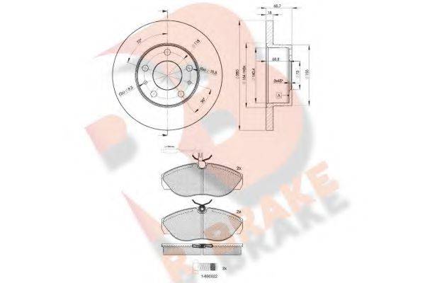 R BRAKE 21797 Комплект гальм, дисковий гальмівний механізм