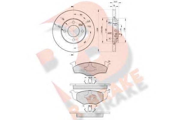 R BRAKE 3R11305303 Комплект гальм, дисковий гальмівний механізм
