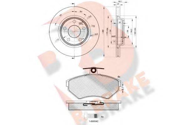 R BRAKE 3R11575301 Комплект гальм, дисковий гальмівний механізм