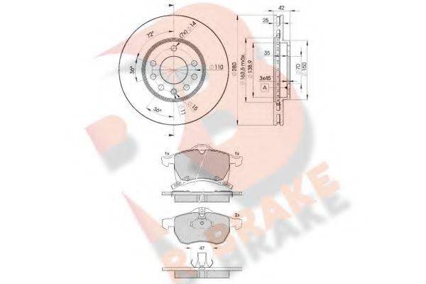 R BRAKE 23057 Комплект гальм, дисковий гальмівний механізм