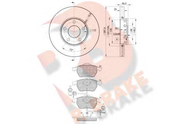 R BRAKE 3R13624063 Комплект тормозов, дисковый тормозной механизм