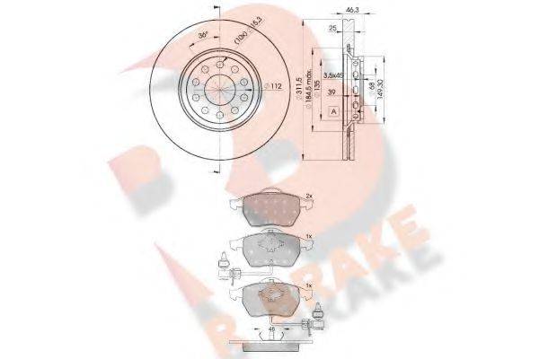 R BRAKE 3R13624065 Комплект тормозов, дисковый тормозной механизм