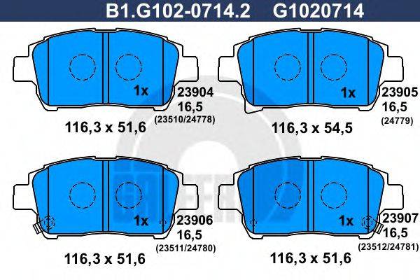GALFER 23905 Комплект гальмівних колодок, дискове гальмо
