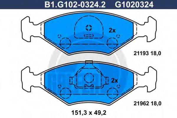 GALFER B1G10203242 Комплект гальмівних колодок, дискове гальмо