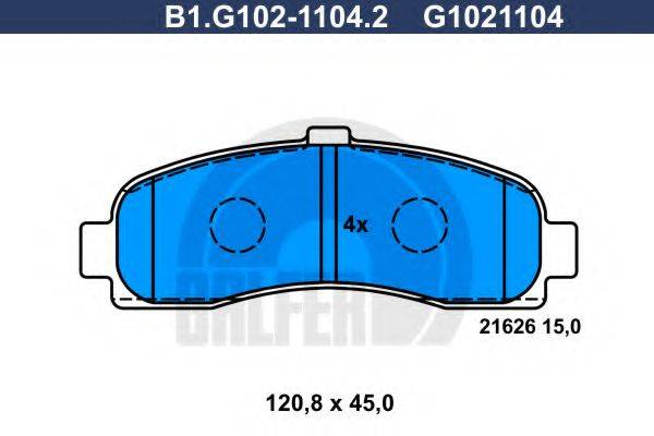 GALFER B1G10211042 Комплект гальмівних колодок, дискове гальмо