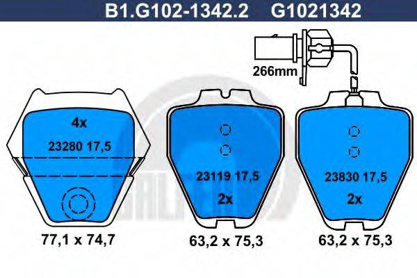 GALFER B1G10213422 Комплект гальмівних колодок, дискове гальмо