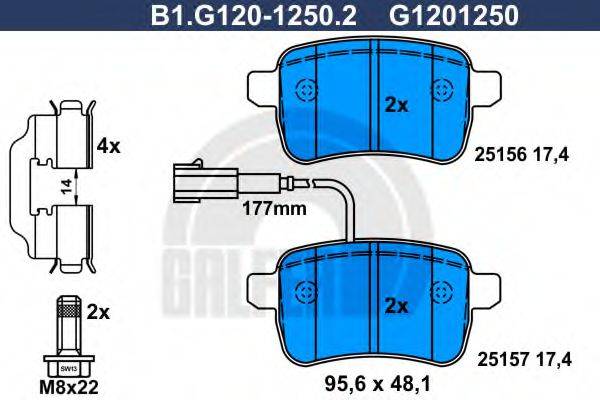 GALFER B1G12012502 Комплект гальмівних колодок, дискове гальмо