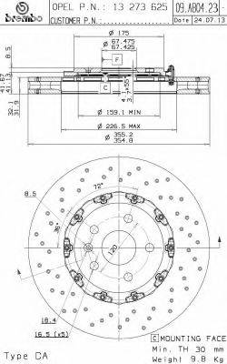 BREMBO 09A80423 гальмівний диск