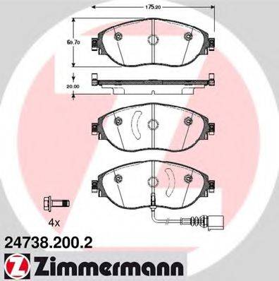 ZIMMERMANN 24738 Комплект гальмівних колодок, дискове гальмо