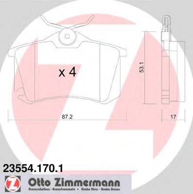 ZIMMERMANN 235541701 Комплект гальмівних колодок, дискове гальмо
