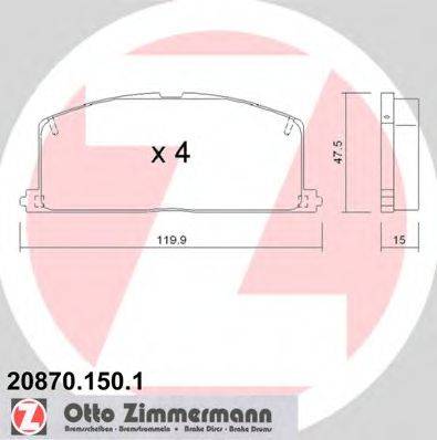 ZIMMERMANN 20870 Комплект гальмівних колодок, дискове гальмо