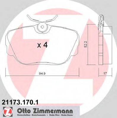 ZIMMERMANN 21173 Комплект гальмівних колодок, дискове гальмо