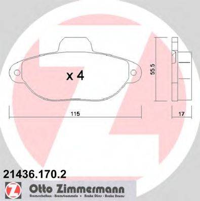 ZIMMERMANN 214361702 Комплект гальмівних колодок, дискове гальмо