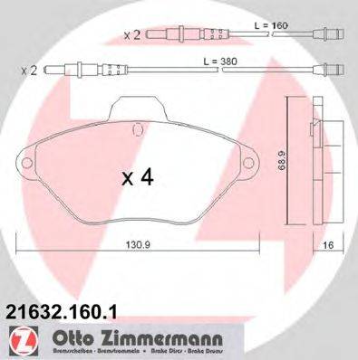 ZIMMERMANN 216321601 Комплект гальмівних колодок, дискове гальмо