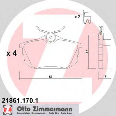 ZIMMERMANN 21861 Комплект гальмівних колодок, дискове гальмо