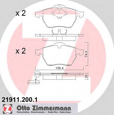 ZIMMERMANN 219112001 Комплект гальмівних колодок, дискове гальмо