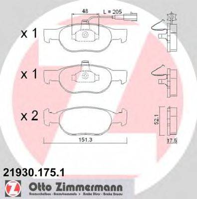 ZIMMERMANN 219301751 Комплект гальмівних колодок, дискове гальмо