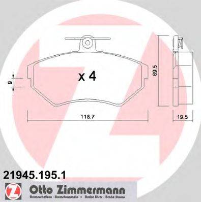 ZIMMERMANN 219451951 Комплект гальмівних колодок, дискове гальмо