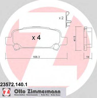 ZIMMERMANN 23572 Комплект гальмівних колодок, дискове гальмо