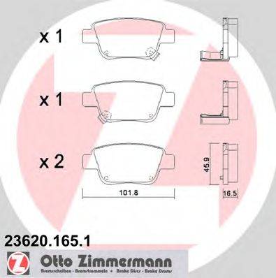 ZIMMERMANN 23622 Комплект гальмівних колодок, дискове гальмо
