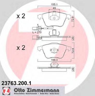 ZIMMERMANN 237632001 Комплект гальмівних колодок, дискове гальмо
