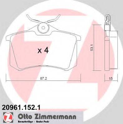 ZIMMERMANN 20961 Комплект гальмівних колодок, дискове гальмо
