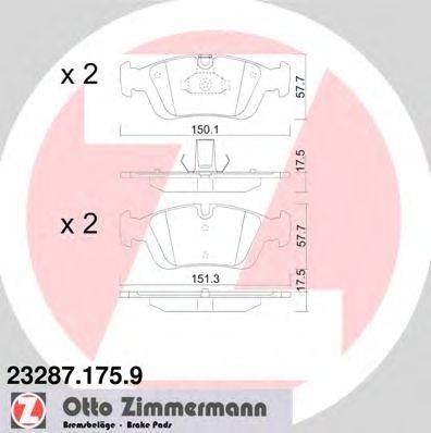 ZIMMERMANN 232871759 Комплект гальмівних колодок, дискове гальмо