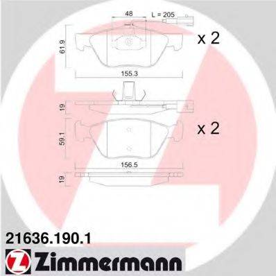 ZIMMERMANN 216361901 Комплект гальмівних колодок, дискове гальмо