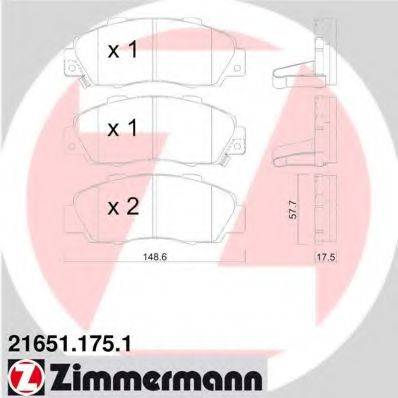 ZIMMERMANN 21652 Комплект гальмівних колодок, дискове гальмо