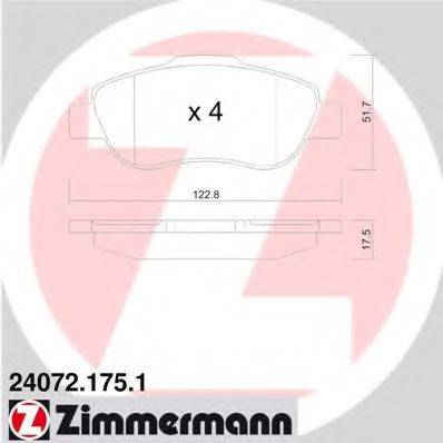 ZIMMERMANN 240721751 Комплект гальмівних колодок, дискове гальмо