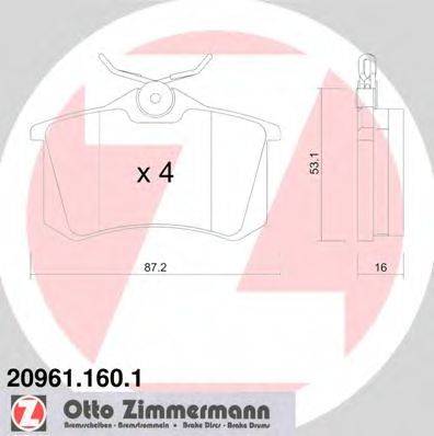 ZIMMERMANN 209611601 Комплект гальмівних колодок, дискове гальмо