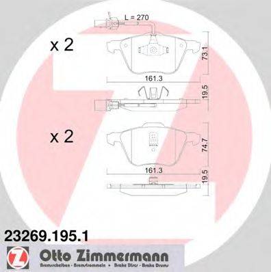 ZIMMERMANN 23269 Комплект гальмівних колодок, дискове гальмо
