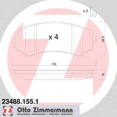 ZIMMERMANN 23488 Комплект гальмівних колодок, дискове гальмо