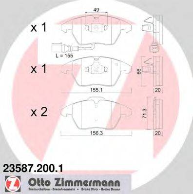 ZIMMERMANN 23588 Комплект гальмівних колодок, дискове гальмо