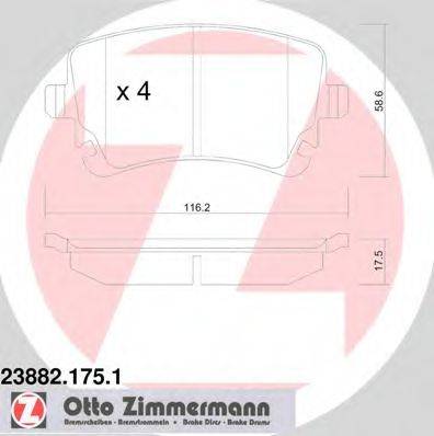 ZIMMERMANN 23882 Комплект гальмівних колодок, дискове гальмо