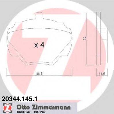 ZIMMERMANN 20344 Комплект гальмівних колодок, дискове гальмо