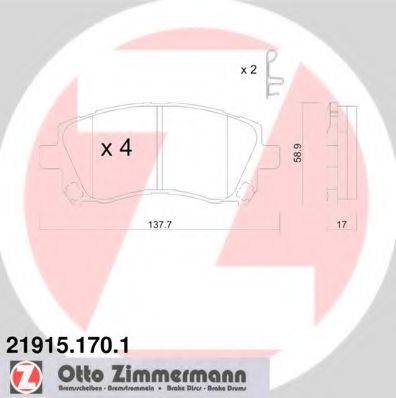 ZIMMERMANN 21915 Комплект гальмівних колодок, дискове гальмо