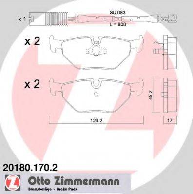 ZIMMERMANN 201801702 Комплект гальмівних колодок, дискове гальмо