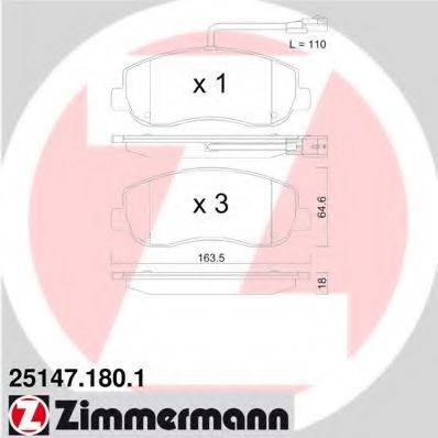 ZIMMERMANN 25148 Комплект гальмівних колодок, дискове гальмо
