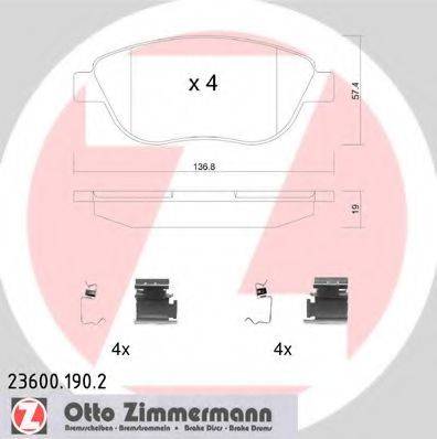 ZIMMERMANN 236001902 Комплект гальмівних колодок, дискове гальмо