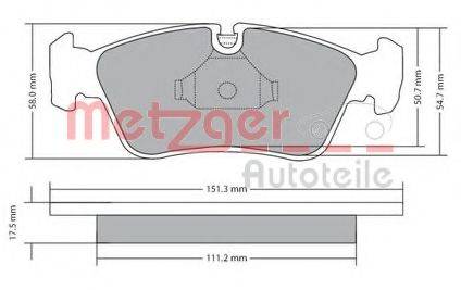 METZGER 1170019 Комплект гальмівних колодок, дискове гальмо