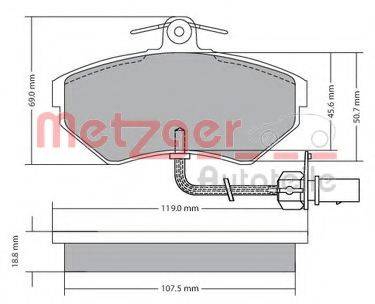 METZGER 1170082 Комплект гальмівних колодок, дискове гальмо