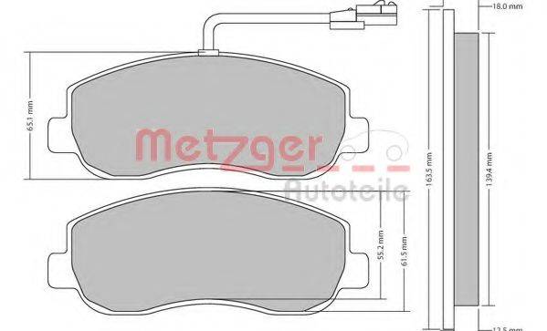 METZGER 25165 Комплект гальмівних колодок, дискове гальмо