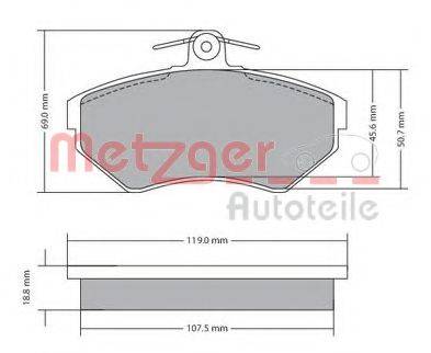 METZGER 1170214 Комплект гальмівних колодок, дискове гальмо